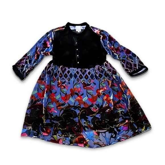 Johnny Was Velvet Long Sleeve Dress - Picture 3 of 17